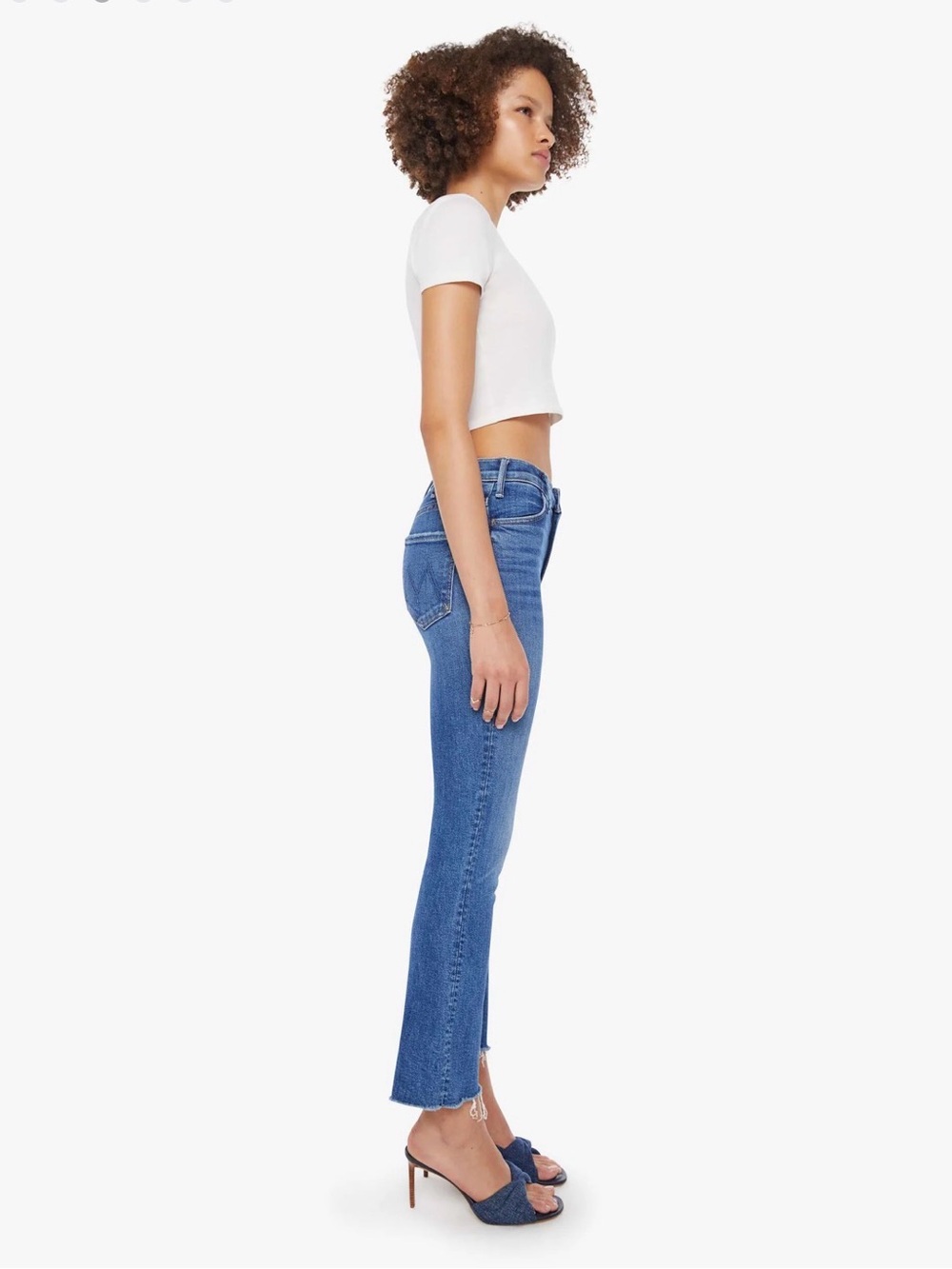 MOTHER The Hustler Ankle FrayMedium Blue Straight-Leg Jeans Size 27 - Picture 3 of 16